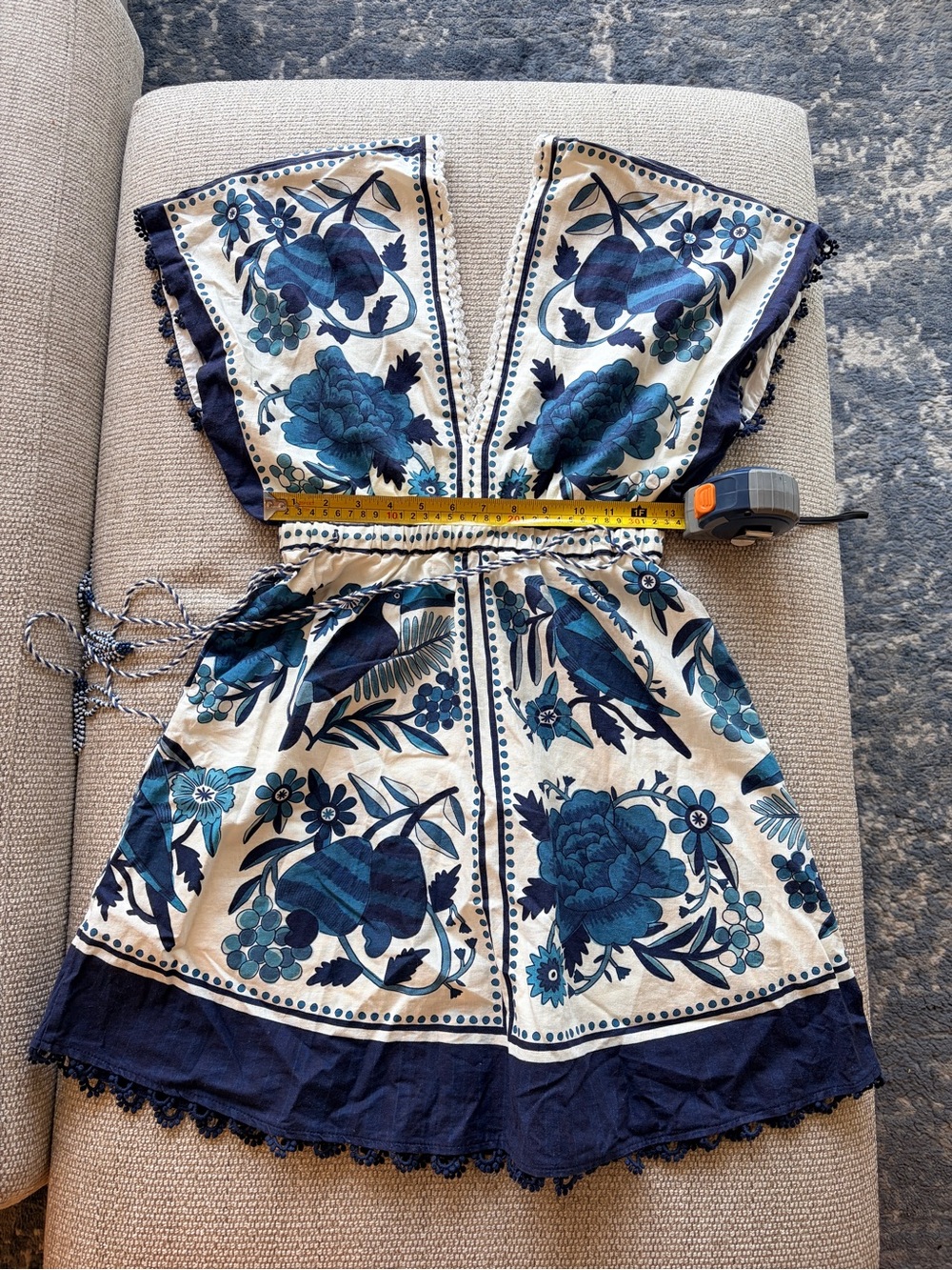 FARM Rio Blue & Navy Floral V-Neck Romper - Picture 8 of 10